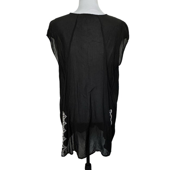 Johnny Was Tunic Embroidered Black White Size M - Picture 4 of 9